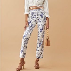 Reformation Floral Cynthia Toile Straight Jean. Straight Leg. High rise.